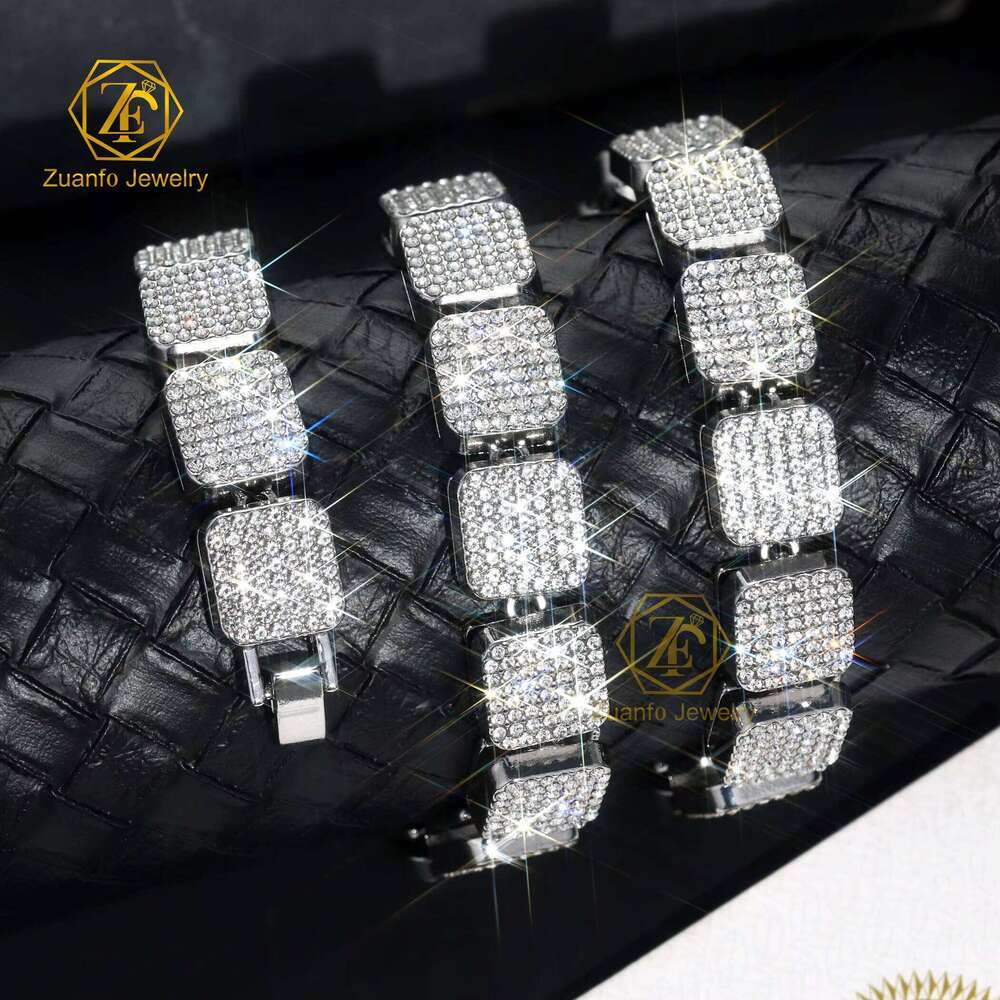 Latest Design Gra Certified Square Necklace Ice Out Hiphop Jewelry Solid Sier Moissanite Tennis Link Chain