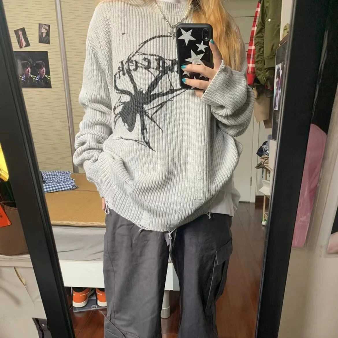 Dark wind autumn and winter new street personality hipster sweater Joker sweater ladies pullover Z250905