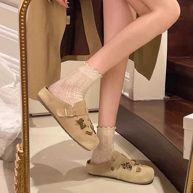 New Women Suede Clogs Slippers Soft Insole Sandals with Arch Support Shoes Outdoor Beach Suede Clogs Slippers Women Sandals W250905
