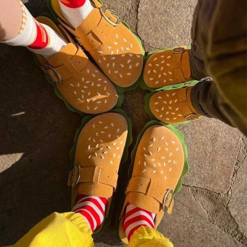 Autumn Women Slippers Funny Hamburger Shoes Platform Clogs Mules Outdoor Beach Sandals Female Casual Indoor Home Slides Loafers W250905