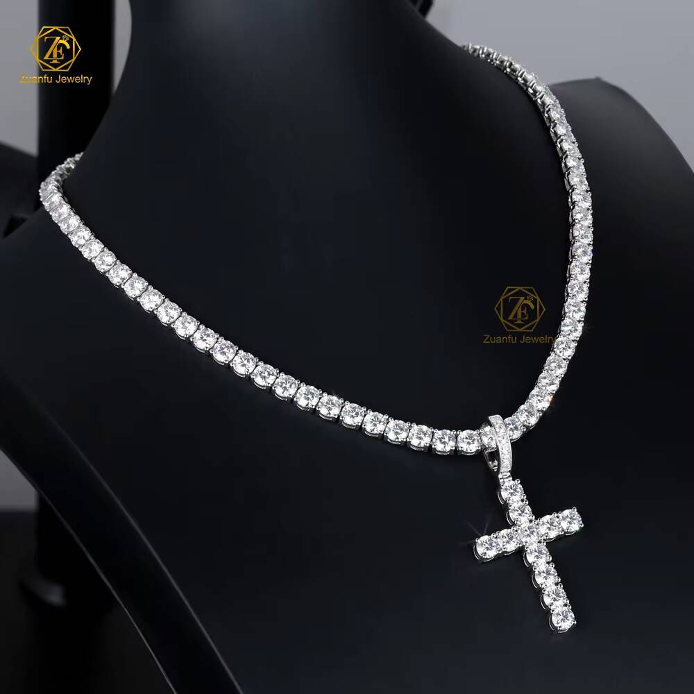 Wholesale Price Silver 925 Iced Out Hip Hop Jewelry Men Women Moissanite Diamond Cross Pendant Custom 5mm 65mm 7mm 8mm 9mm