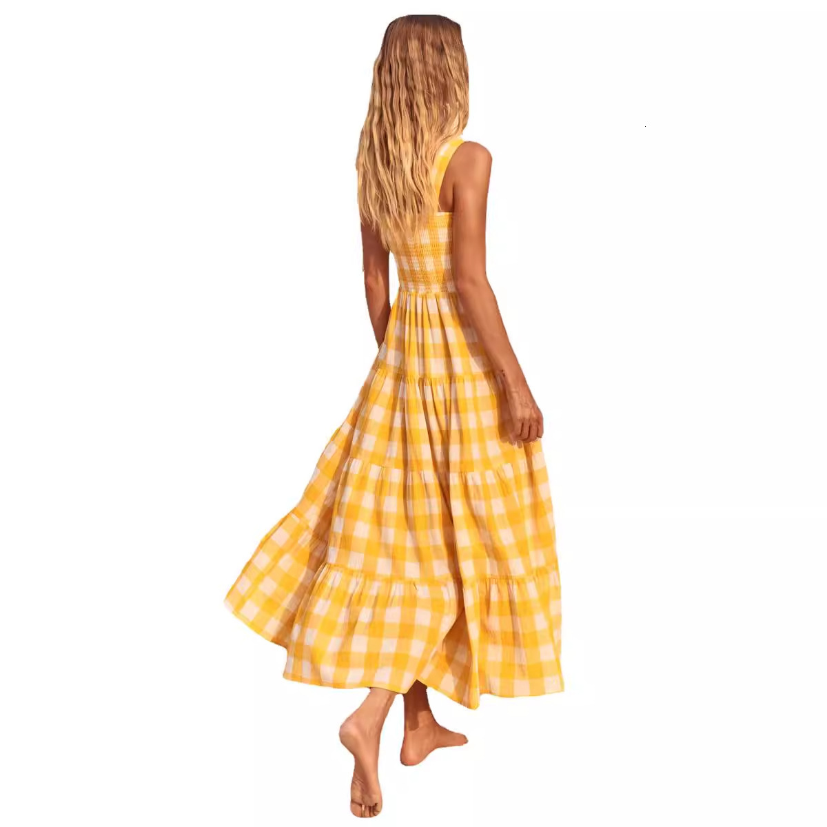 2023 Spring Summer New Womens Fashion Elegant Sexy Strap Backless Striped Dress French Style Dress