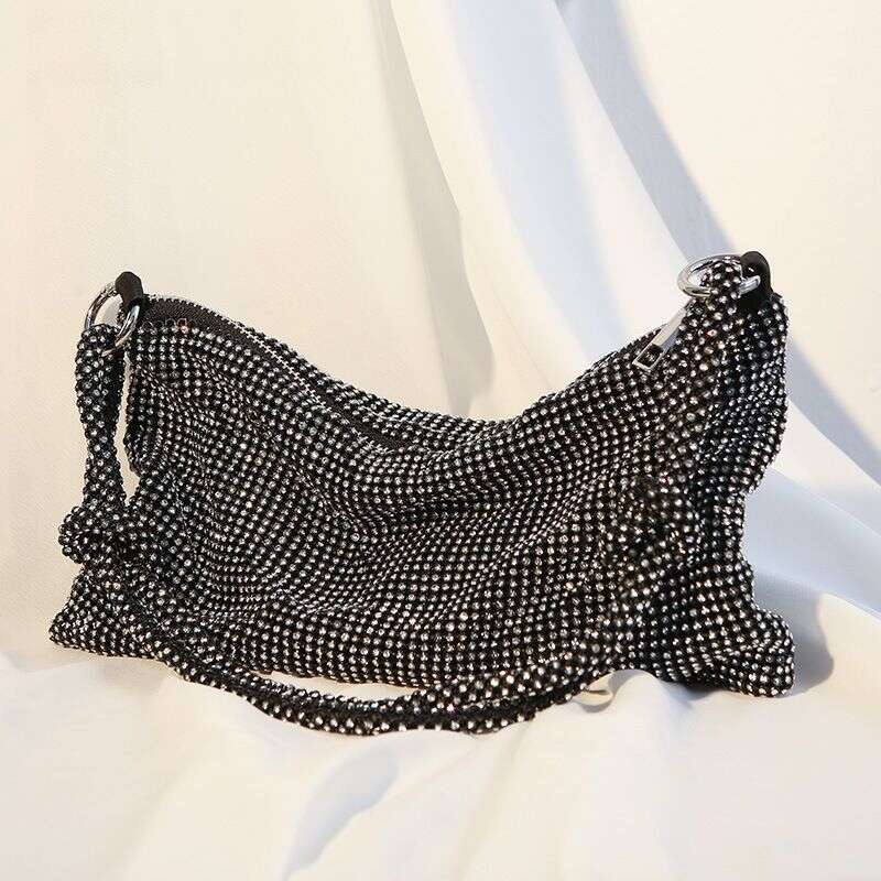 Women's Evening Bags Handbag Knotted Rhinestones Full Hand Set Dia Underarm Dinner Bag Lady