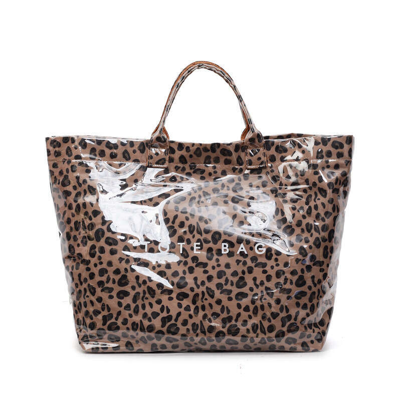 2025 Large Capacity Leopard Handheld Tote Summer New Letter Print Beach Jelly Women's Bag