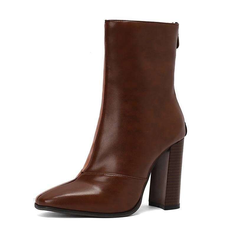 36-43 Women's Sexy Pointy Boots With Thick Heels Plus Size Fashion Boots(5 Color)