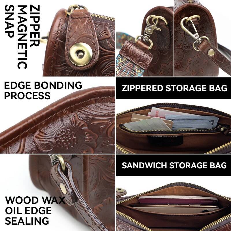 Solid Color Design Underarm Tote Fashion Genuine Leather Crossbody Messenger Handbag Retro Women's Shoulder Bag