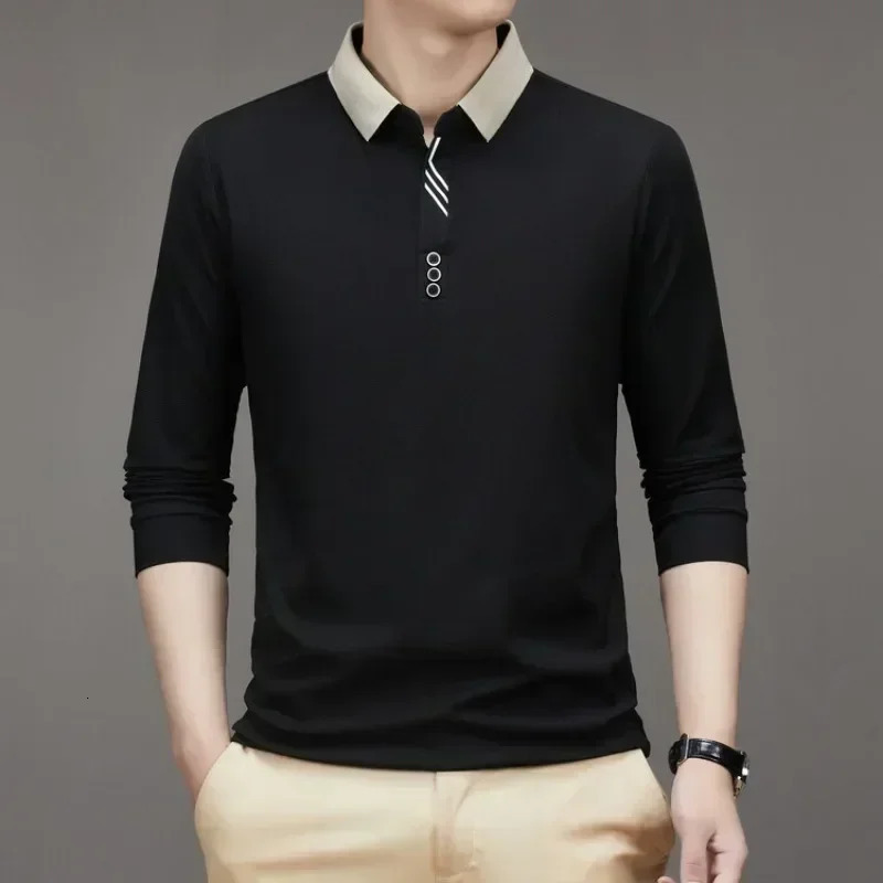 Mens Long Sleeve Turndown Collar Waffle Tshirt Business Casual Polo Shirt Tee 250905