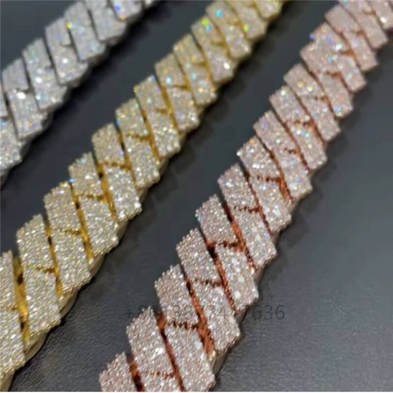 Zuanfa Custom Men Jewelry VVS Lab Diamond Iced Out Moissanite Cuban Link Chain