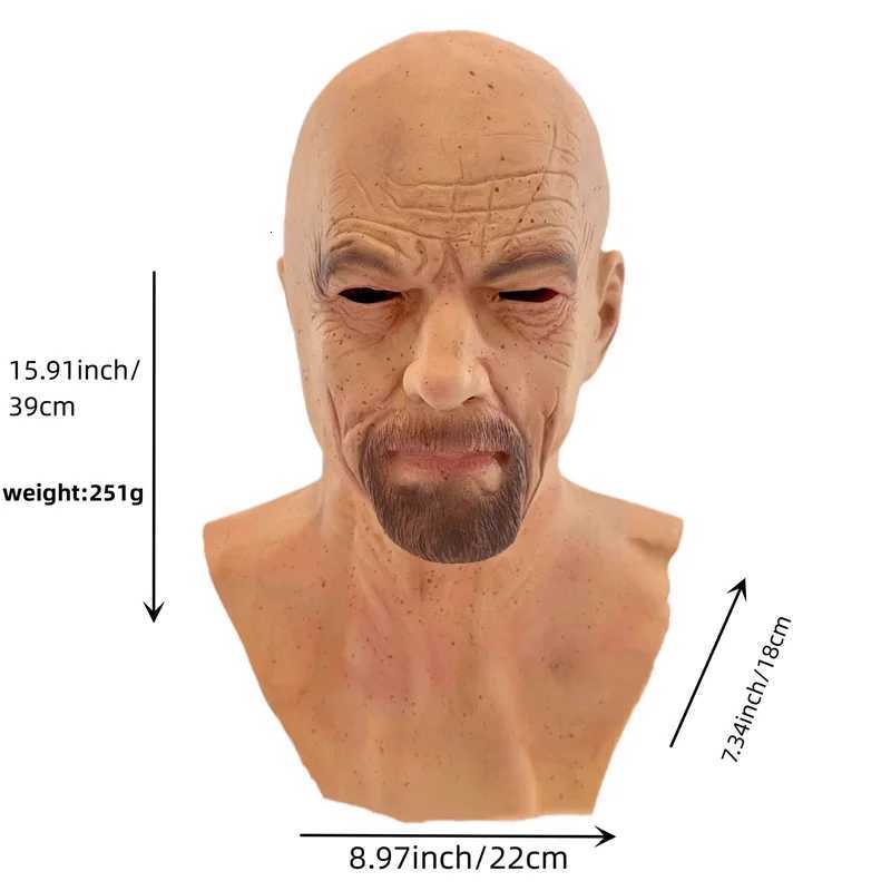 Hot Bald Old Man Headgear Realistic Grandpa Mask Latex Head Cover For Halloween Party Cosplay Props Mask Masquerade Party DcorXJ250905