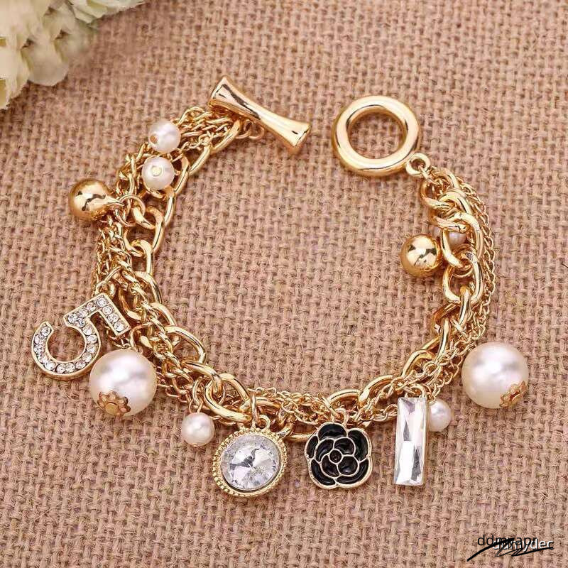 Korean Style Multi-Layer Small Flower Number 5 Metal ddmydec Chain Bracelet Jewelry Handmade ddmydec