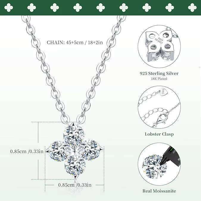 Style 4mm 1.2CTW Ins Moissanite Pendant Sterling Sier Necklace Fashion Jewelry for Women's Engagement Party