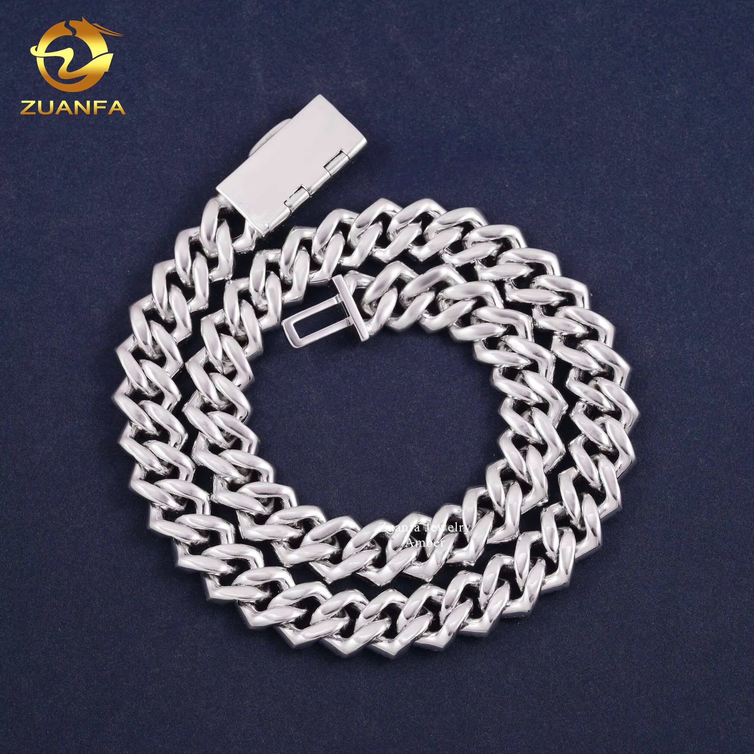 Luxury VVS 2 Rows 13mm Miami Hip Hop Iced Out Fine Jewelry Lab Moissanite Diamond Men Necklace Cuban Link Chain Sterling Silver