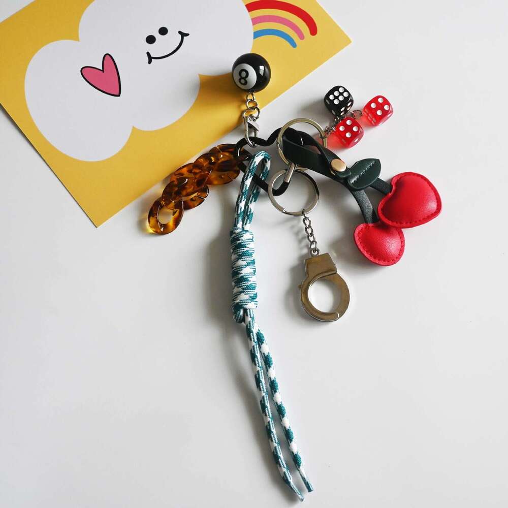 DHEssentials 2025 Spring Retro Cherry Bag Charm, Mixed - Material, Drop - Glued, Ins - Style, Cute Fruit - Themed Dec