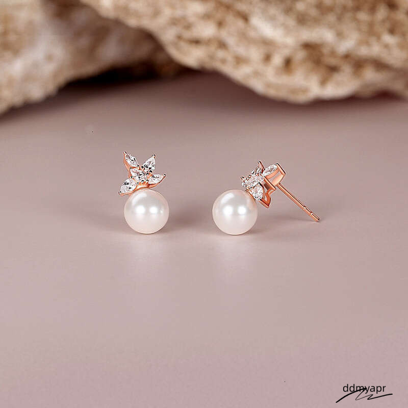 Ferris ddmyday Wheel Leaf Pearl For Women Versatile Pure Sier High-End Niche Design Earrings ddmyday ddmyday ddmyday ddmyday