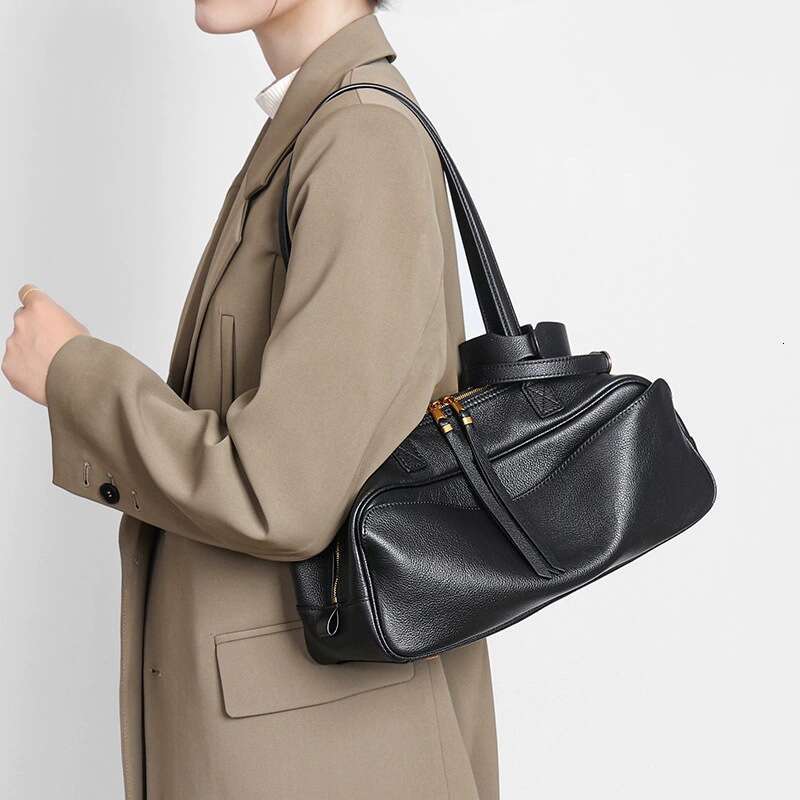 B-Bowling Genuine Leather New Rodeo Boston Large Capacity Commuter Shoulder Crossbody Pillow Bag for Women