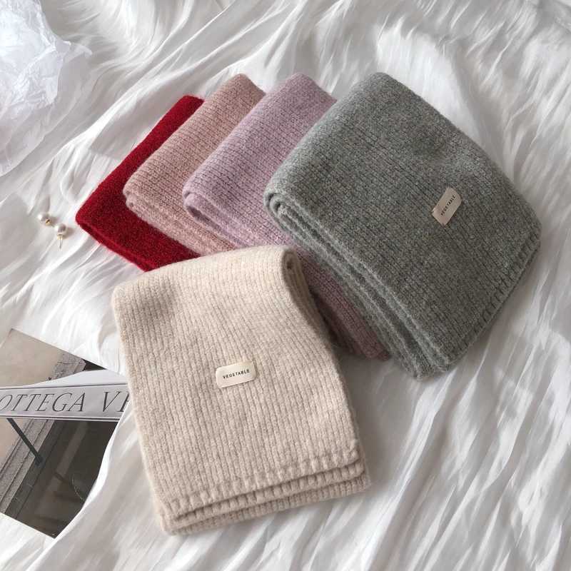 Women Cashmere Scarves La Winter Thicken Warm Soft Shls Wrs Female Pure color Knitted Long Scarf For WomenXJ250905