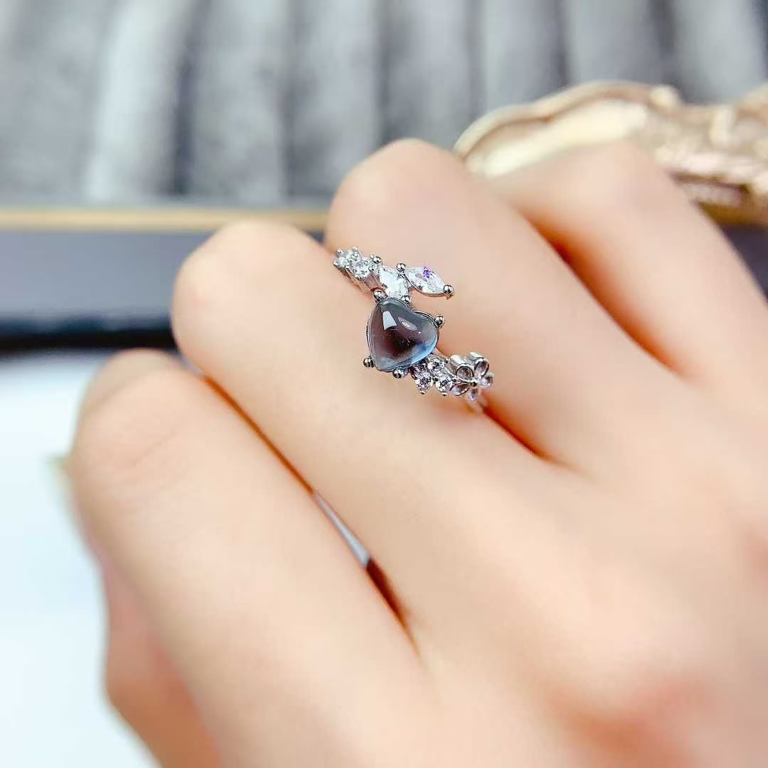 925 silver gemstone ring natural topaz ring 6mm London blue topaz jewelry with certificate