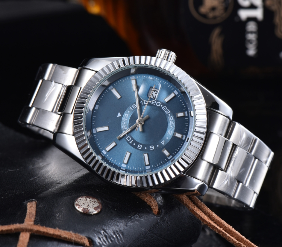 ROL Mens SKY DWELLER Automatic quartz Movement watch multifunction Wristwatch Designers Men Watches Stainless Steel Strap Gold Wristwatches Montre de luxe #156