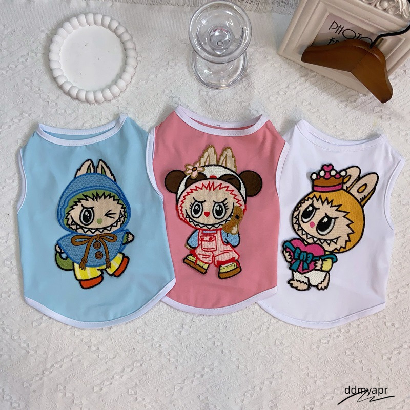 Vest Summer Fashion Clothes With Labubu Exquisite Embroidery Cool Breathable Cotton T-Shirt, Small Medium Dog Boys Girls Shirt Ddmydec XS A594 Ddmydec