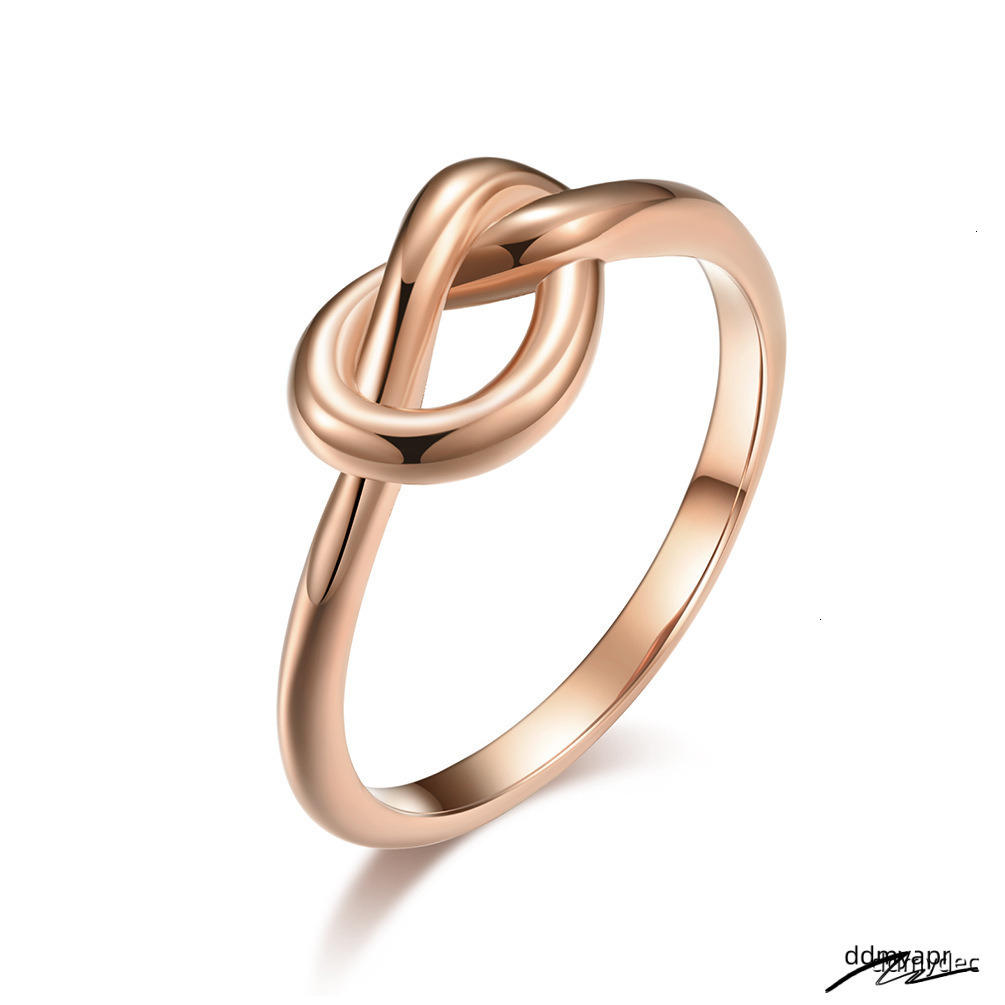 Real Gold Sier Black Titanium Steel Heart Knot Ring Pattern Designer ddmydec Men Women Lovers Tail Rings Fashion Wedding Jewelry Gift ddmydec