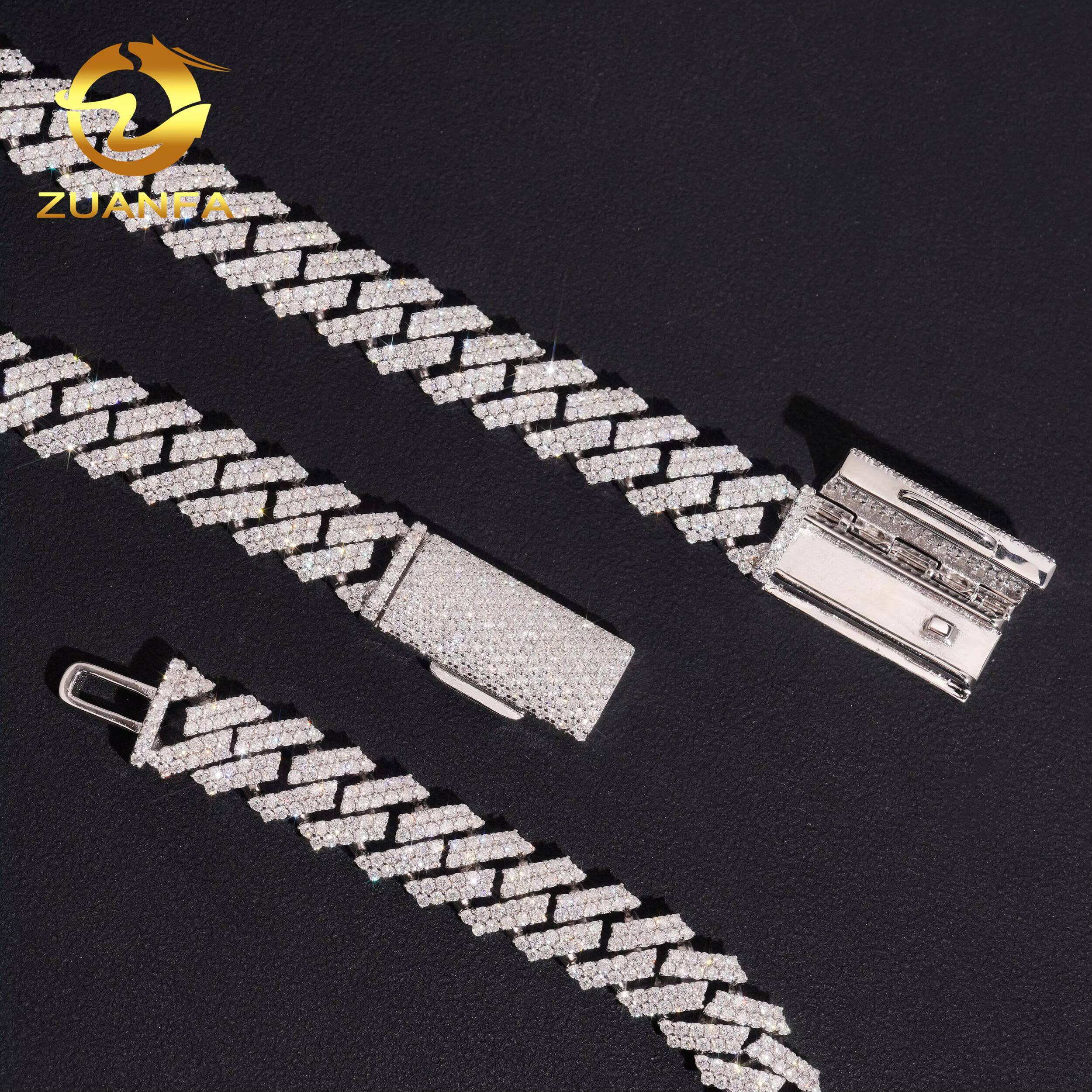 USA Local Fast Shipping 12MM Custom Hip Hop Jewelry Iced Out Diamond 925 Silver VVS Moissanite Cuban Link Chain Bracelet