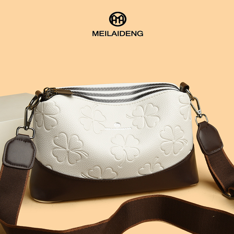 Hot-Selling Cowhide Handbag Women Fashionable For Middle-Aged Mothers Soft Leather With Eming Large Capacity, Single-Shoulder Crossbody Bag