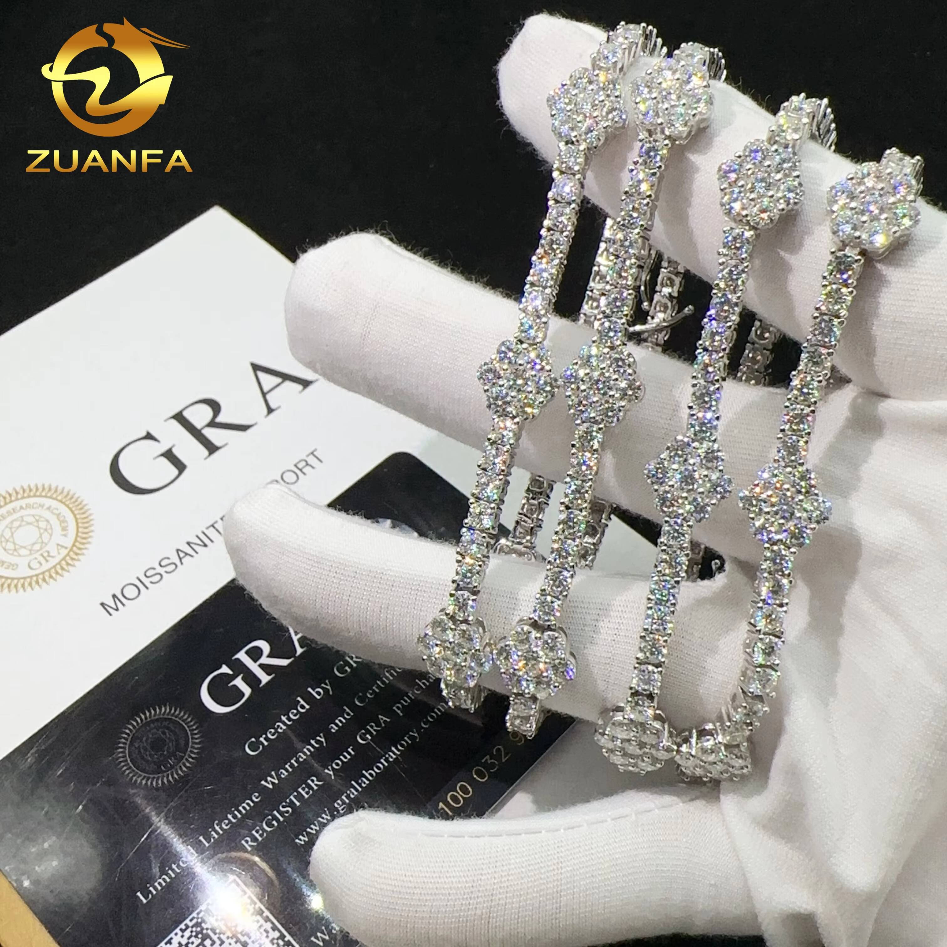 RTS Sterling Silver 925 Bracelet Vvs Moissanite Iced Out Hip Hop Lab Diamond Jewelry Tennis Chain Bracelet