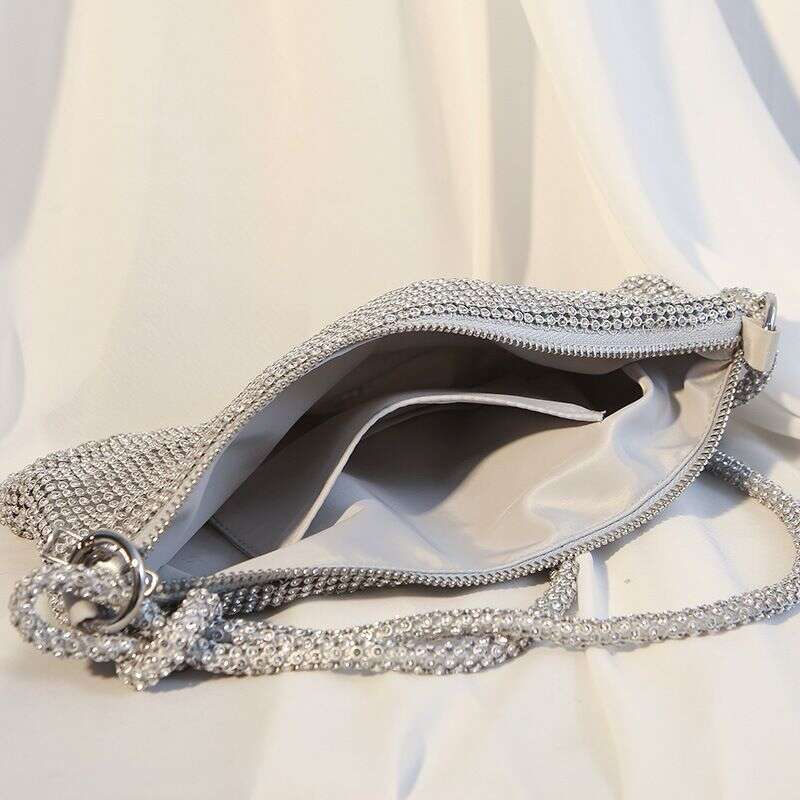 Women's Evening Bags Handbag Knotted Rhinestones Full Hand Set Dia Underarm Dinner Bag Lady