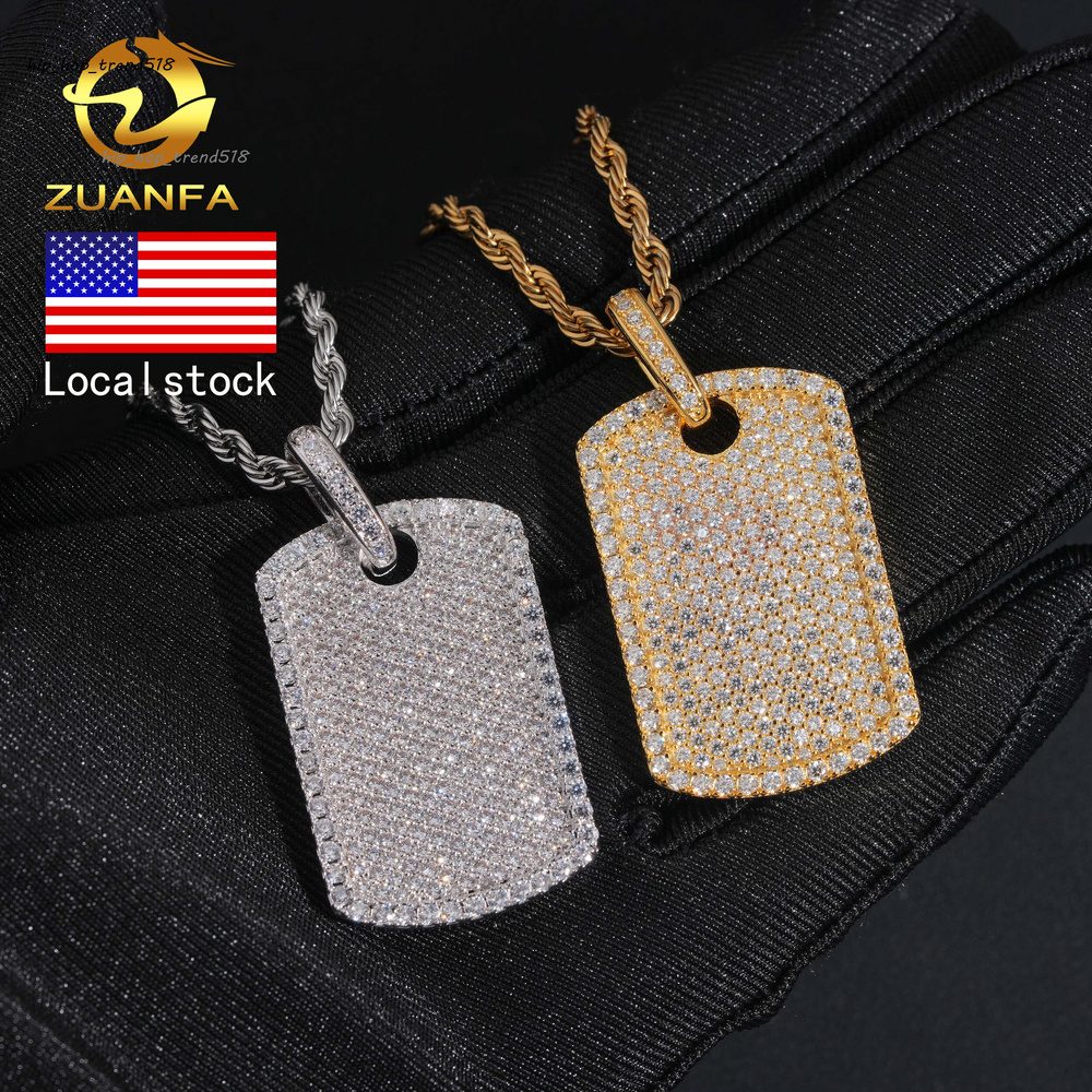 USA Stock 925 Solid Silver Moisssanite Tag Cross Pendant Hip Hop Jewelry Iced Out Moissanite Pendant Pass Diamond Tester