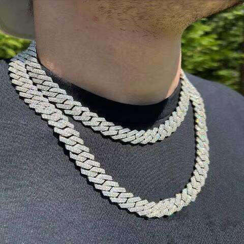 Lab Created 22mm Moissanite Cuban Fashionable Chain & Link Bracelet