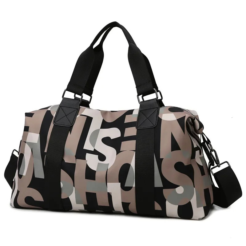 Womens Portable Travel Bag Lightweight Large Capacity Sports and Fitness Bag Letter Waterproof Oxford Cloth Bag Luggage Bag 250903
