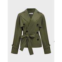Trendy Solid Color Notch Lapel Double Breasted Long Sleeve Trench Coat