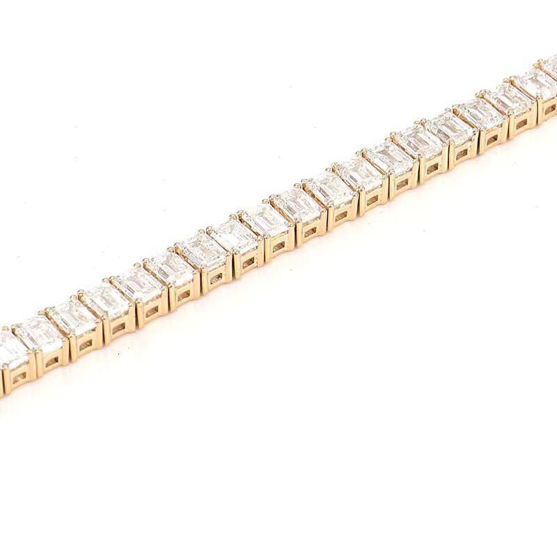 Custom VS D Colour Synthetic Diamond Tennis Bracelet Single Row 10K Yellow Gold Tennis Bracelet Unisex