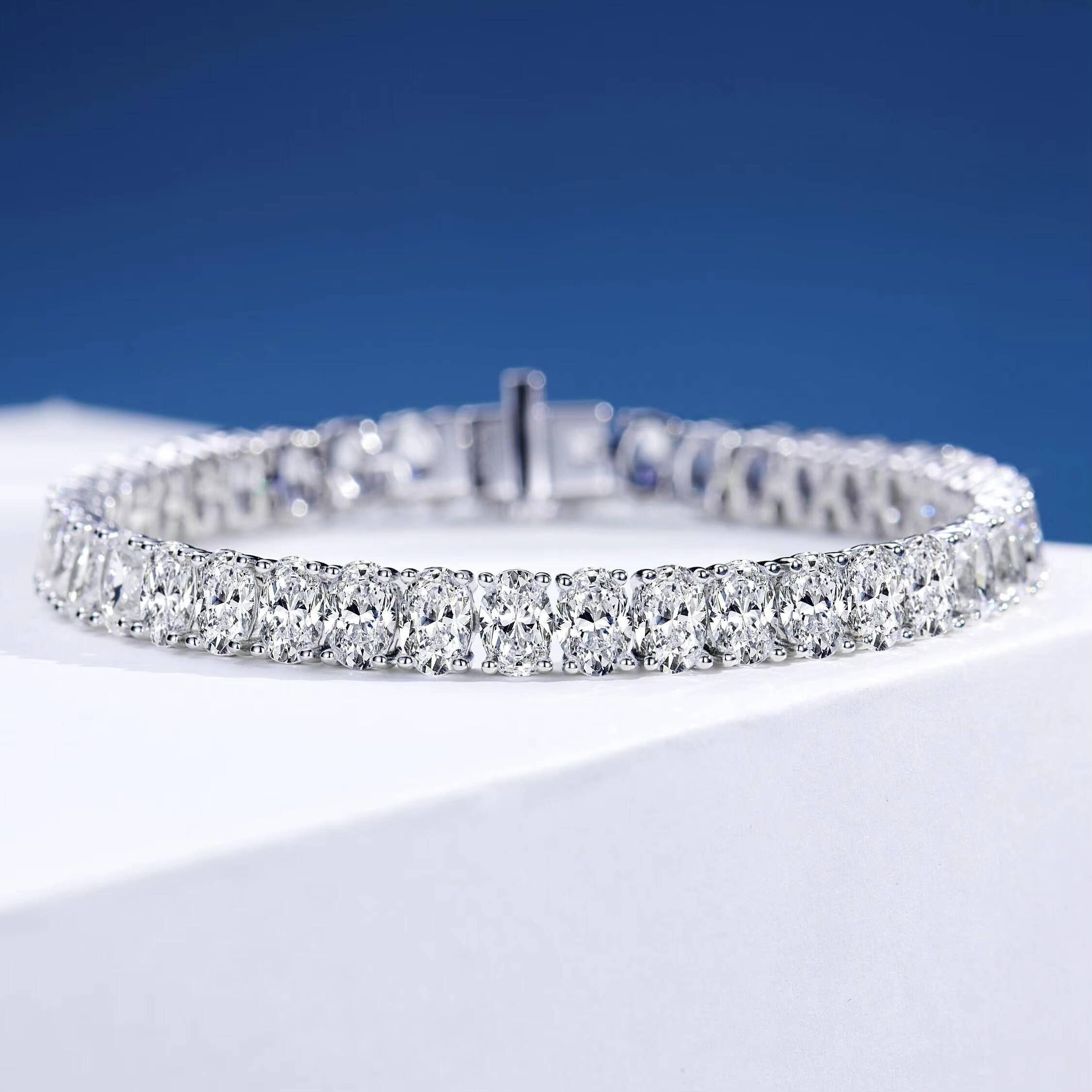 VOAINO 18K 14K Gold Oval Cutting Vvs1 2mm 4mm Jewelry Link Chain Lab Grown Diamond Created Gems Tennis Bracelets