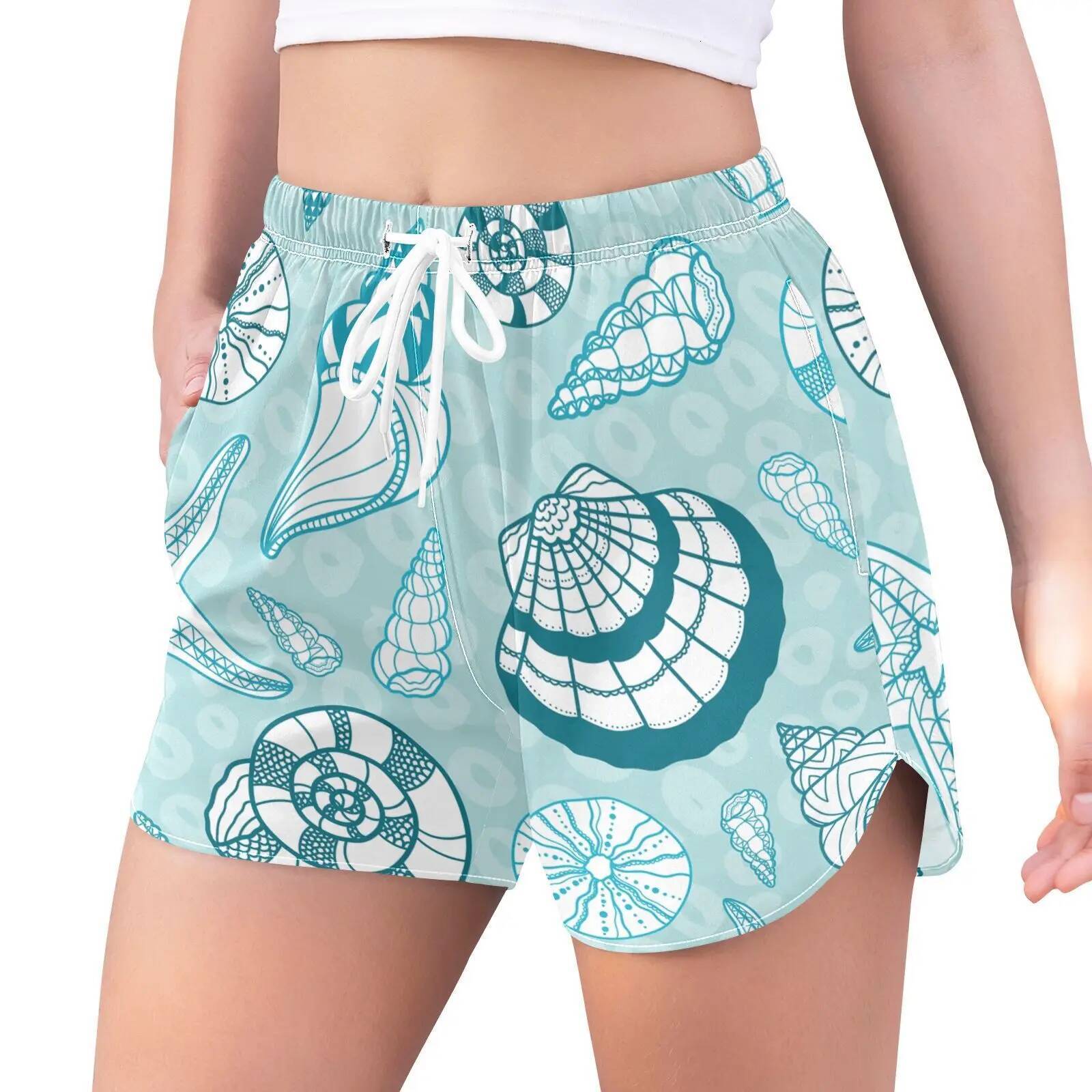 Womens 2 in 1 Running Casual Athletic Gym Yoga Workout Shorts Spandex Tennis athletic shorts Summer Shell printing