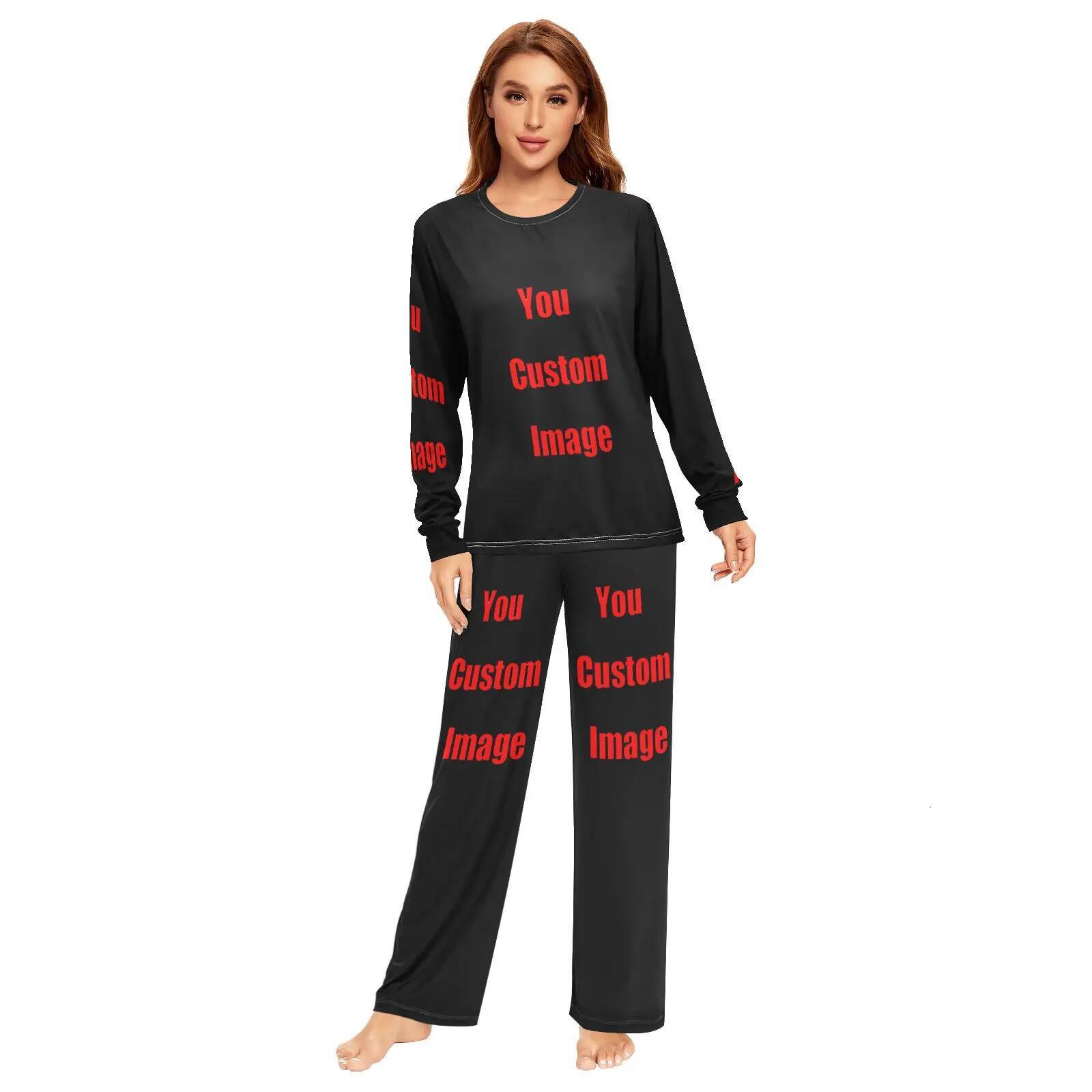 Loose Women Pama Sets Custom Image Design Home Sleepwear Spring Autumn Trousers For Men Pijama Elastic Long Pants pyjama