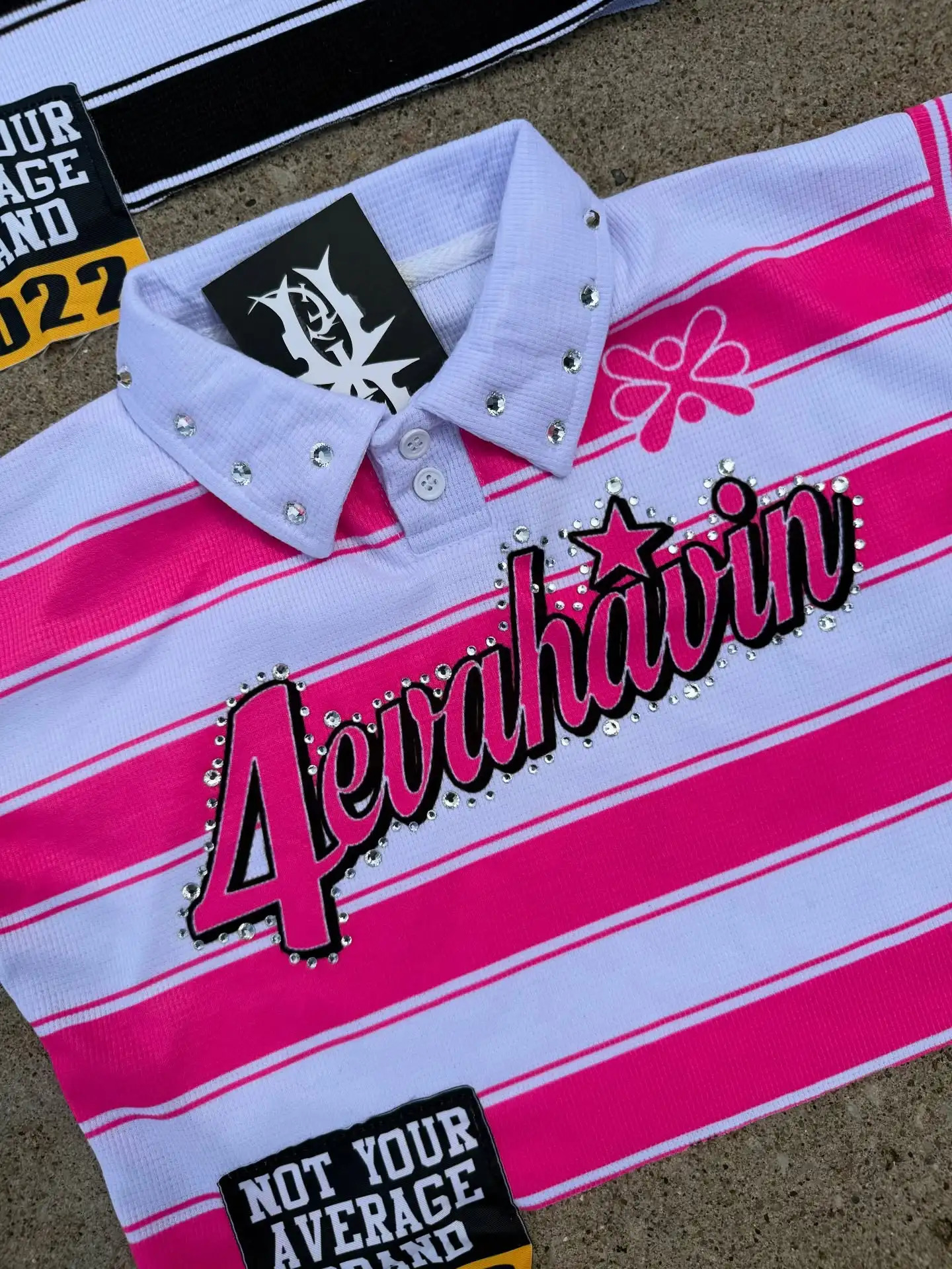 Y2K Klein Stone y Long Sleeve Street Retro Stripe Polo Shirt Women Fashion Harajuku Letter Splicing Motion Tshirt 250905