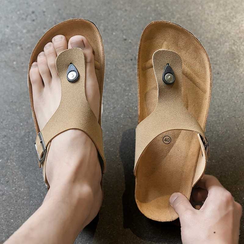 Cork slippers Mens casual comfort sandals summer Flip flop outdoor anti slip beach shoes fashion youth breathable tide slippers W250905