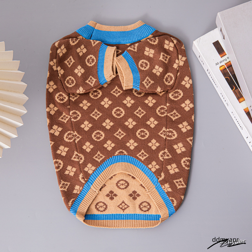 Dog Sweaters Small Medium Ddmydec Dogs Fall Classic Knitted Flower Pattern Puppy Holiday Winter Coat Clothes For Female Girl Male Boy Warm Brown XXL