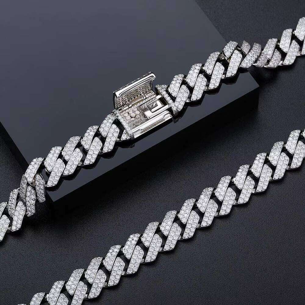 Colorless Moissanite Round Cut Cuban Chain for Men Stylish Hip Hop Bracelet & Bangle