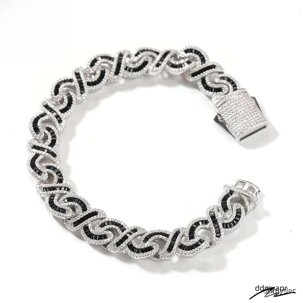 Ice Cold Stick Long Fork Set ddmydec Unlimited Chain Black Pink Square Zircon Gold-Plated Cuban Necklace Men's Jewelry ddmydec