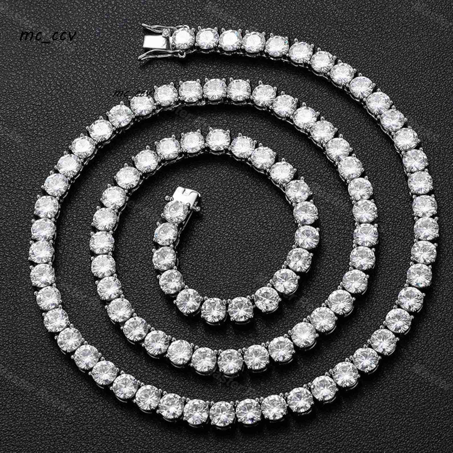 Hip Hop Diamond Necklace Shinning 925 Sterling Silver 65mm Flawless d Color Vvs Lab Diamond Moissanite Tennis Chain