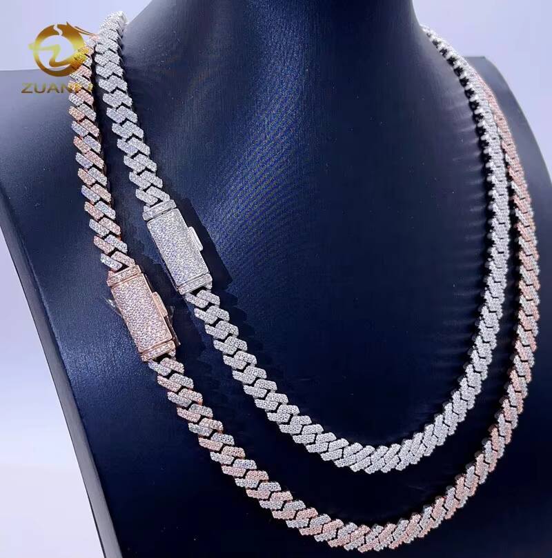 GRA 8MM Double Row Iced Out Men Women Fashion Stylish VVS Diamond Moissanite Cuban Chain