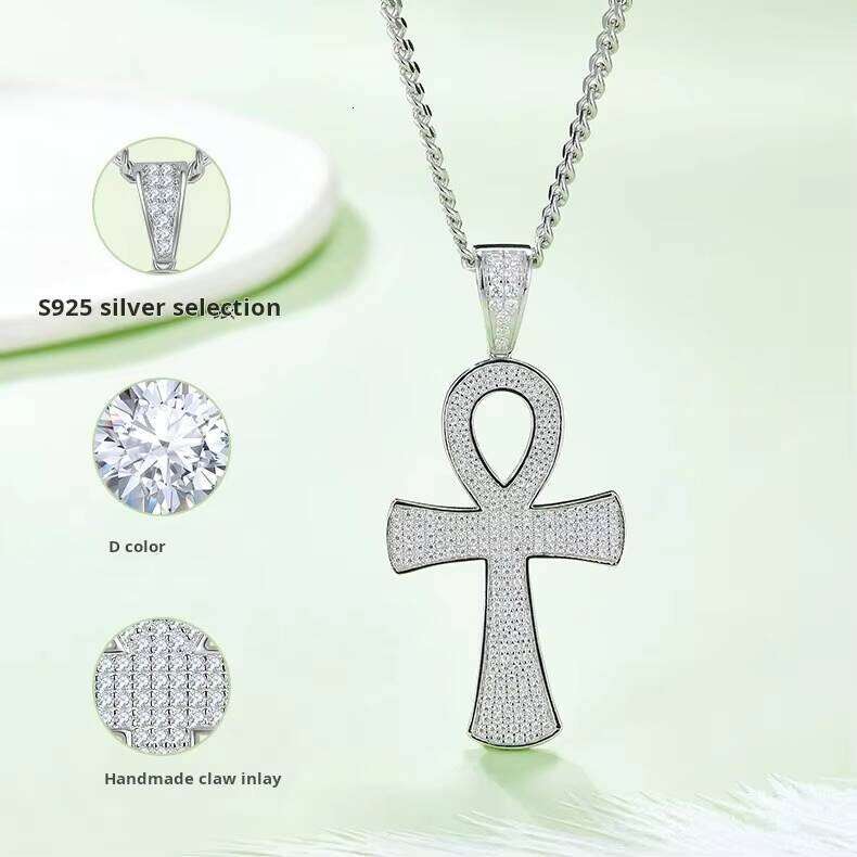 Iced Out Cross Pendant With GRA Certificate VVS Sier Hip Hop Moissanite Chain