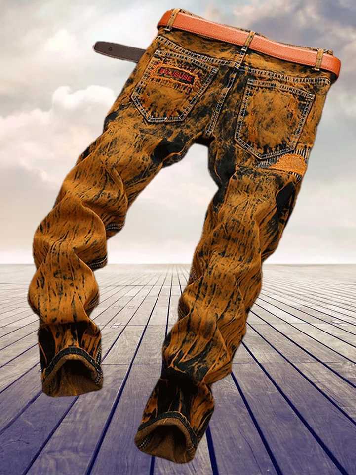 Retro trend motorcycle mens straight jeans W250905