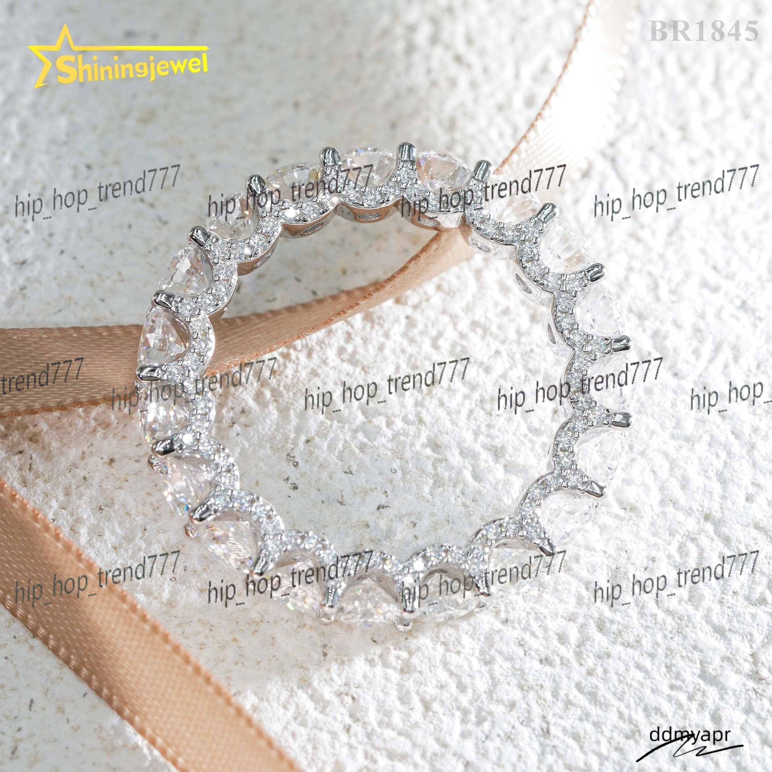 Moissanite ddmyday Eternity In Sterling Sier - Iced Out Wedding Band For Women, High Quality VVS Gemstone Ring ddmyday ddmyday ddmyday