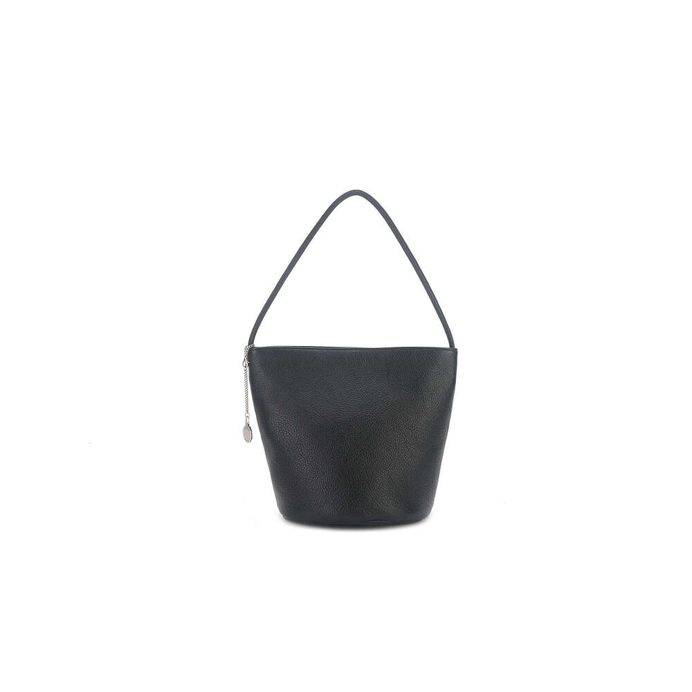 Korean Niche Custom Made Full Show Lin Cowhide Bucket Genuine Leather Bag Handbag Wide Shoulder Strap