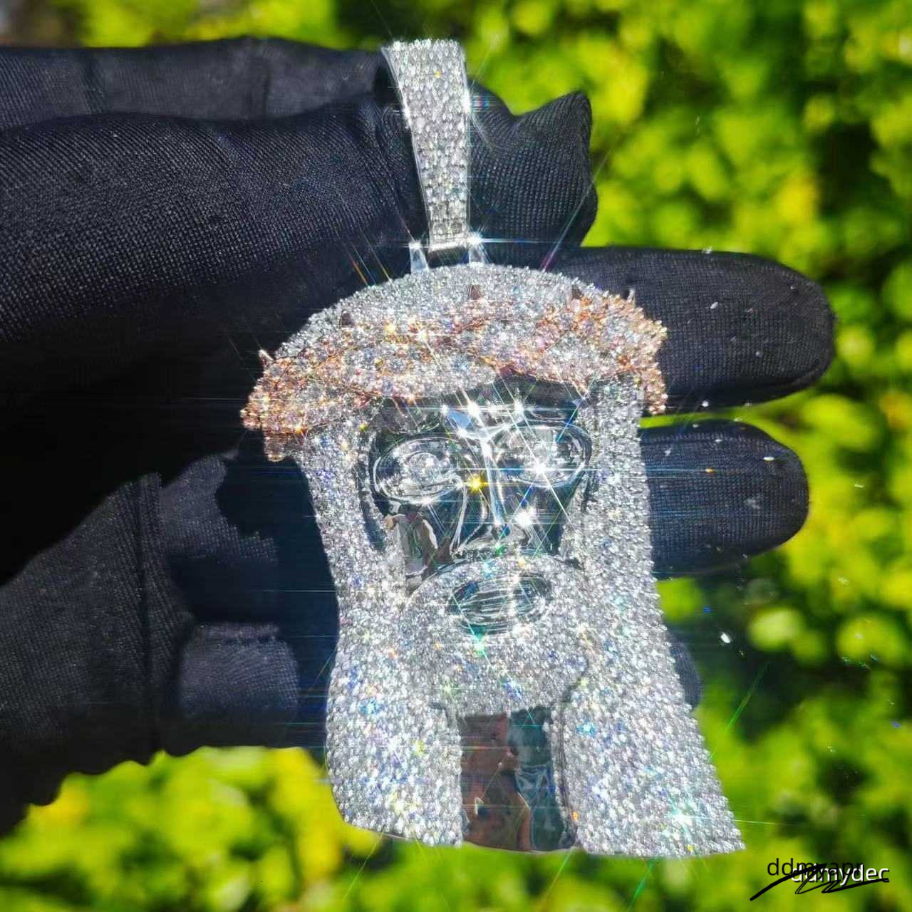 Ready To Ship Iced Out Jesus Head Moissanite Dia ddmydec Sier Hip Hop Pendant For Tennis Cuban Link Chain ddmydec