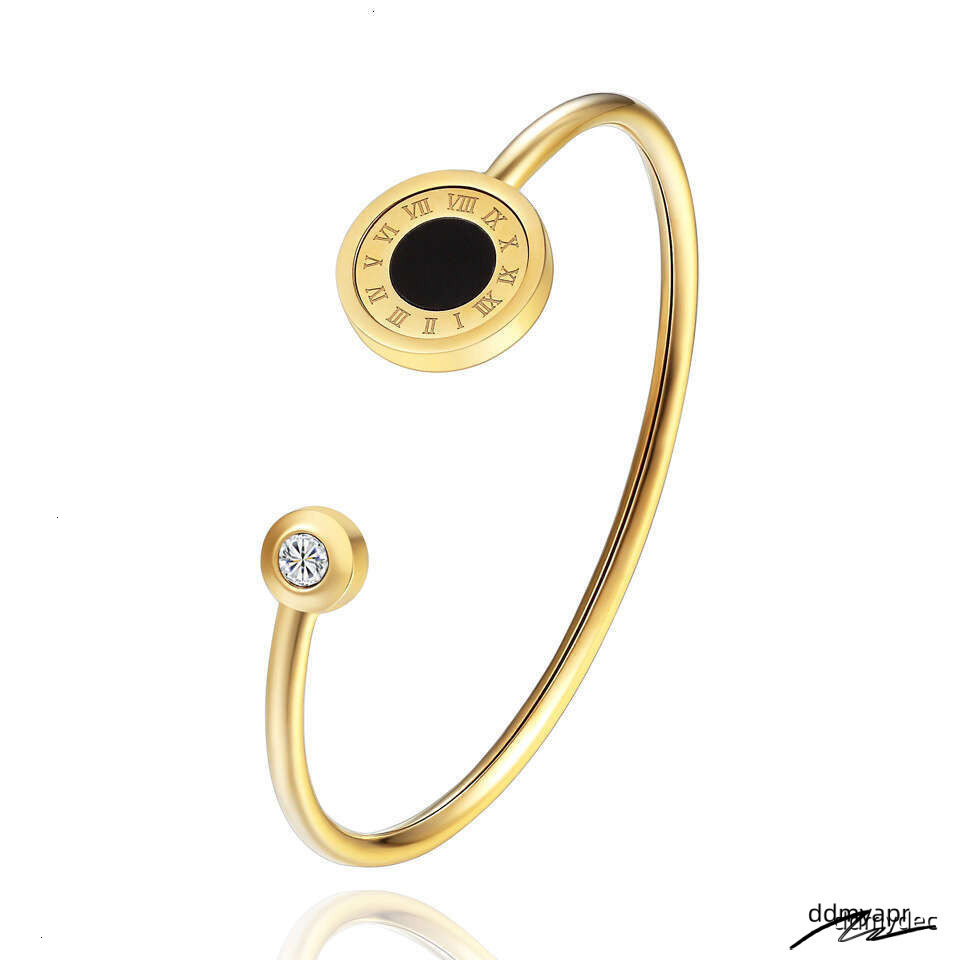 Collections Hot Selling Roman Numerals Inlaid Agate Shell Rotatable Stainless ddmydec Bracelet For Women Rose Gold Titanium Steel Bangle ddmydec