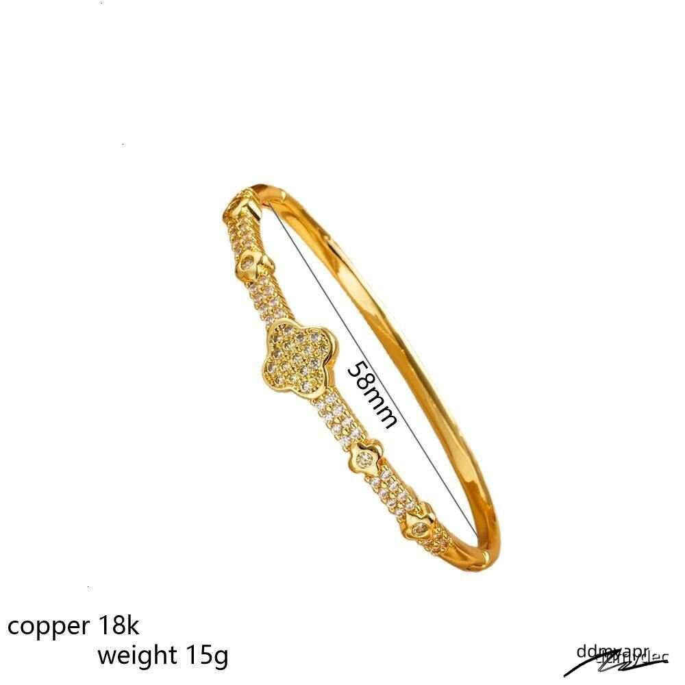 New Full Zircon Bracelet Open High-End Design With Inlaid Dias For Women ddmydec Four-Leaf Clover Non-Fading ddmydec